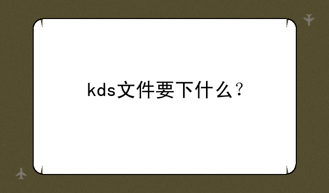 kds文件要下什么？