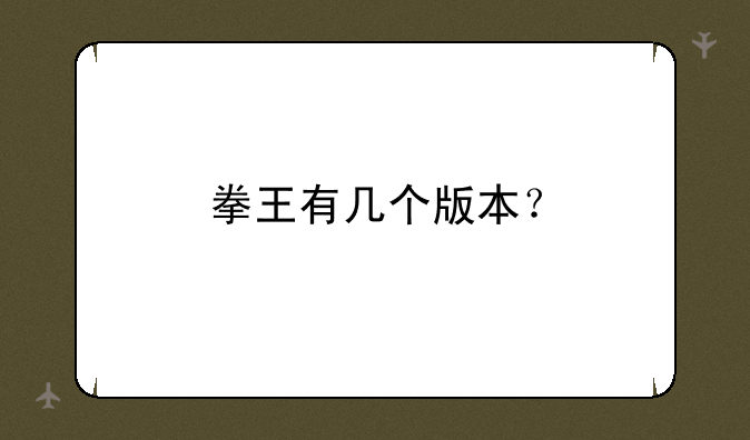 拳王有几个版本？