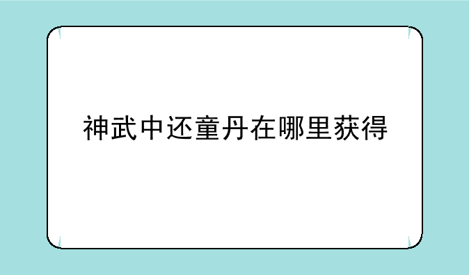 神武中还童丹在哪里获得