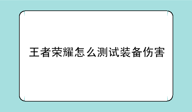 王者荣耀怎么测试装备伤害