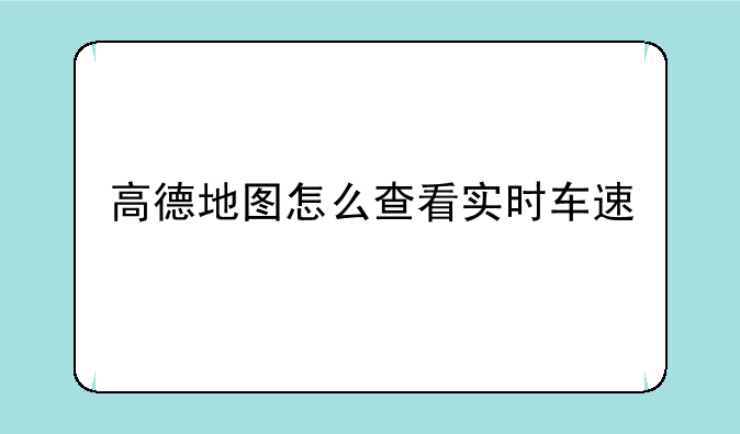 高德地图怎么查看实时车速