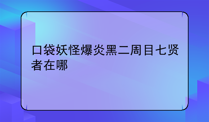 口袋妖怪爆炎黑二周目七贤者在哪