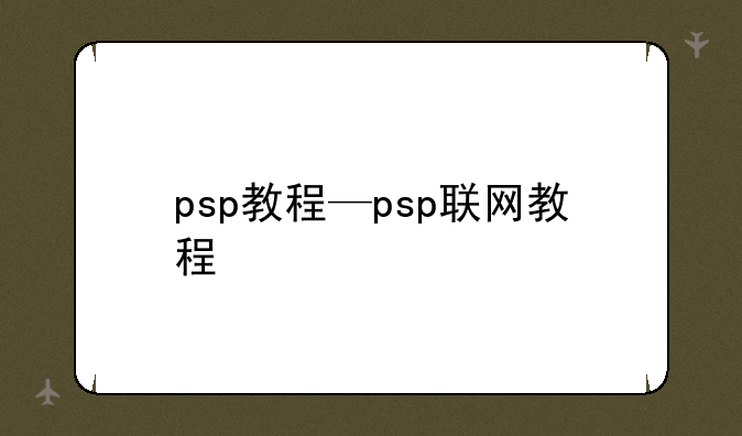 psp教程—psp联网教程