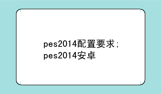 pes2014配置要求;pes2014安卓