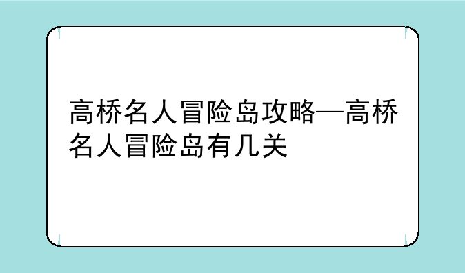 高桥名人冒险岛攻略—高桥名人冒险岛有几关