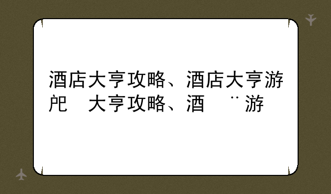 酒店大亨攻略、酒店大亨游戏攻略