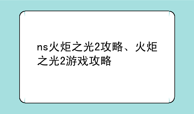 ns火炬之光2攻略、火炬之光2游戏攻略